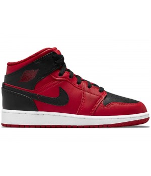 Scarpe ragazzi Nike Air Jordan 1 Mid Reverse rosso nero